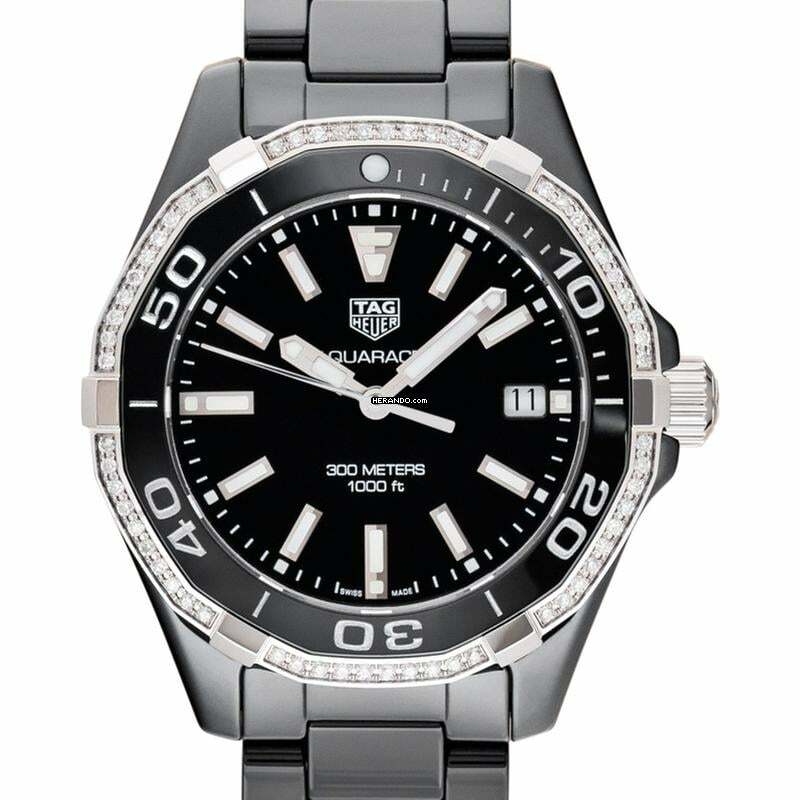  TAG Heuer Aquaracer Lady WAY1395.BH0716 - Aquaracer Quartz Black Dial Diamond Ladies Watch </h1> 