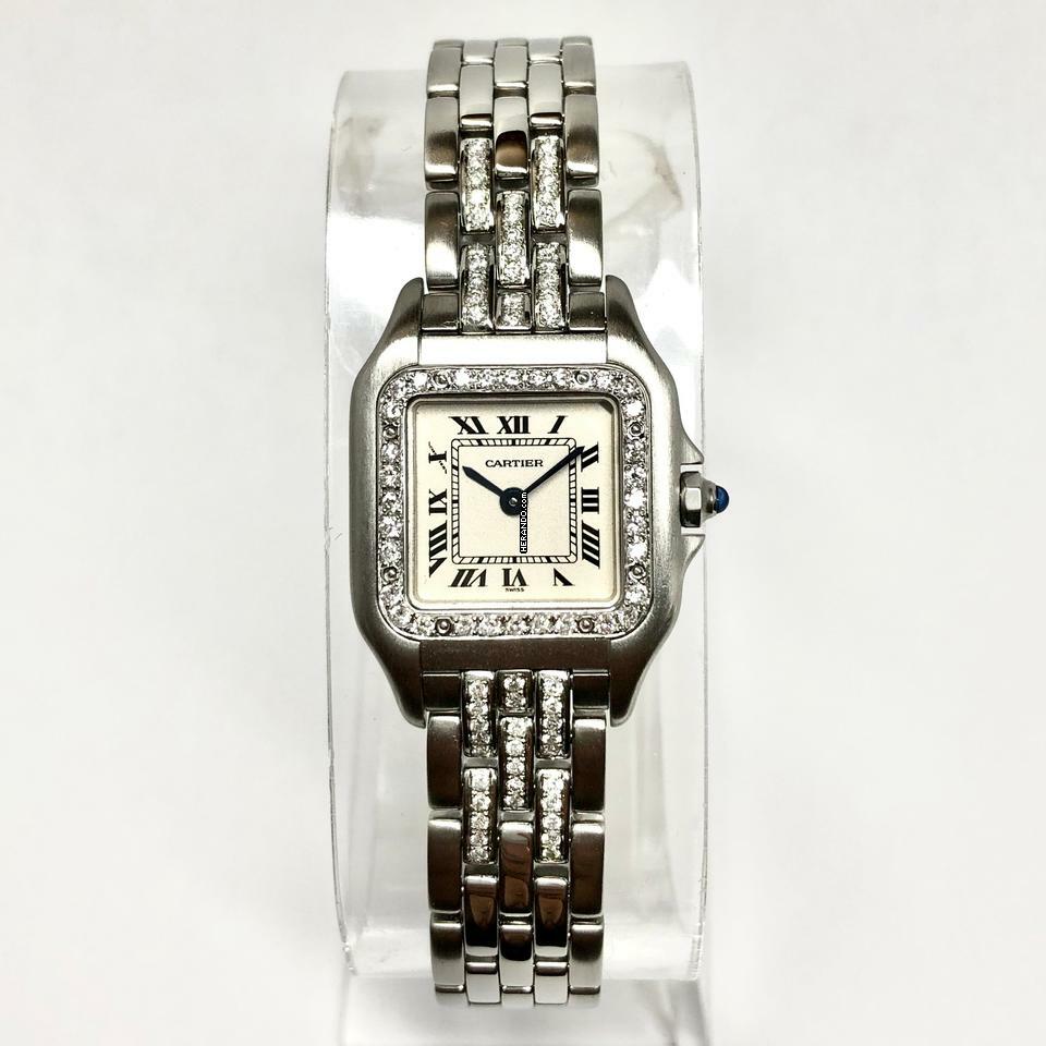 Cartier Panthère Quartz 23mm Steel 0.55TCW Diamond Watch </h1>