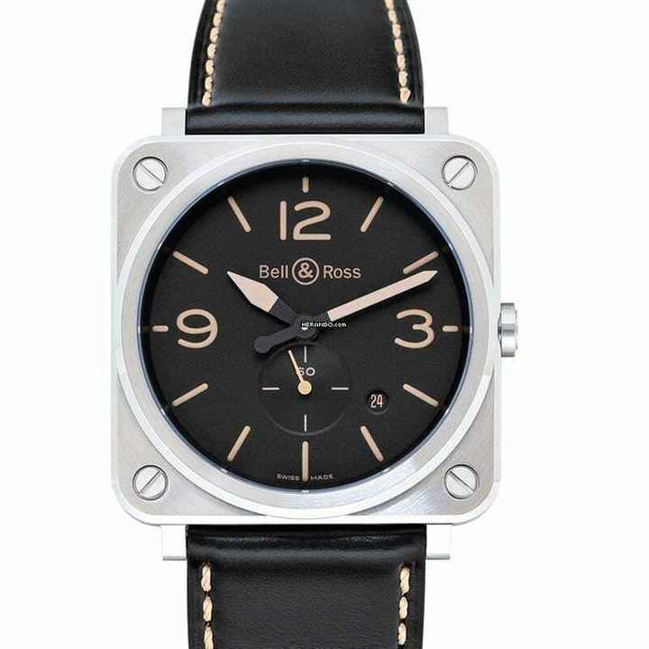  Bell & Ross BR S BRS-HERI-ST/SCA - Instruments BR S Steel Heritage Quartz Black Dial Men's Watch </h1> 
