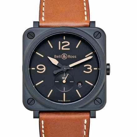  Bell & Ross BR S BRS-HERI-CEM - Instruments Aviation BR S Heritage Quartz Black Dial Beige Calfskin Leather </h1> 
