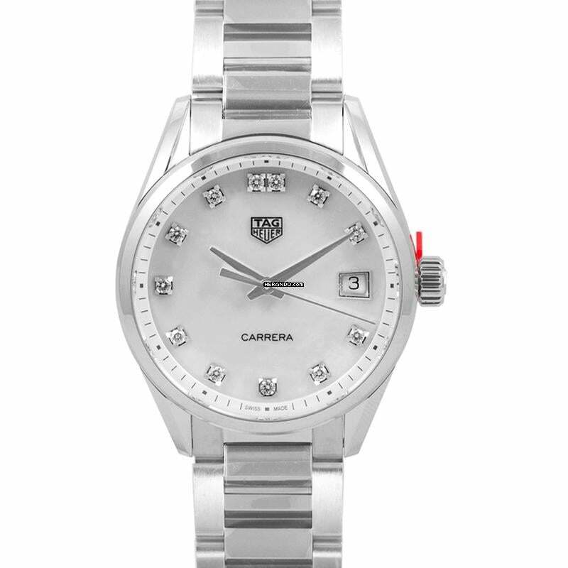  TAG Heuer Carrera Lady WBK1318.BA0652 - Carrera Montre Quartz White Mother of Pearl Dial Diamond Index Ladies Wat </h1> 