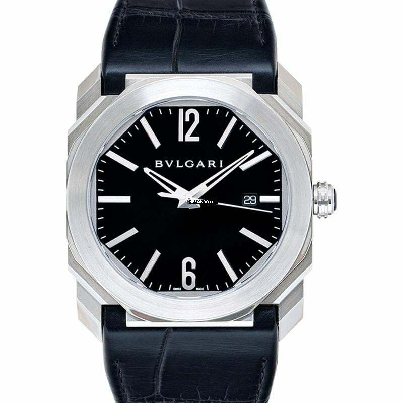  Bulgari Octo 101964 - Octo Solotempo Automatic Black Dial Black Leather Men's Watch </h1> 
