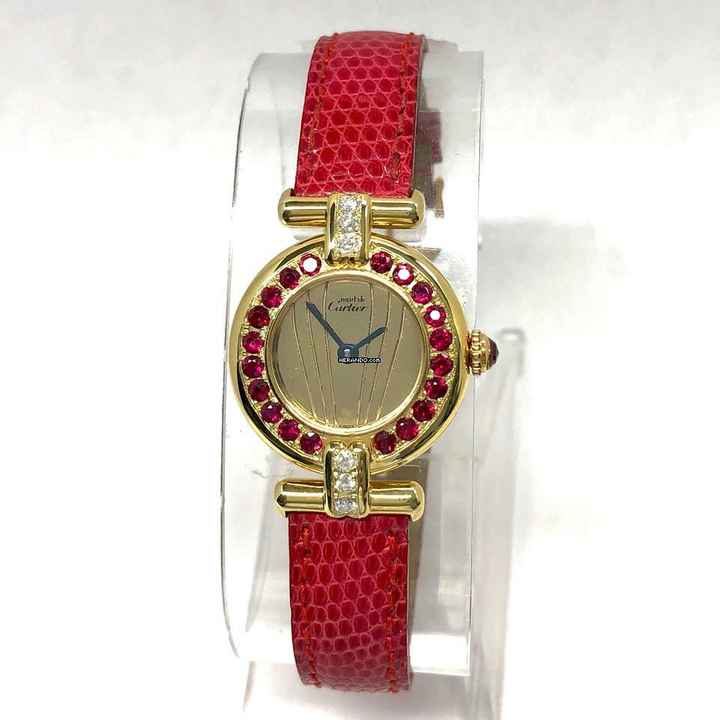  Cartier Vermeil COLISÈE Quartz GoldPlated DIAMONDS & RED RUBIES  Watch </h1> 