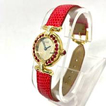 Thumbnail von Cartier Vermeil COLISÈE Quartz GoldPlated DIAMONDS & RED RUBIES  Watch </h1>