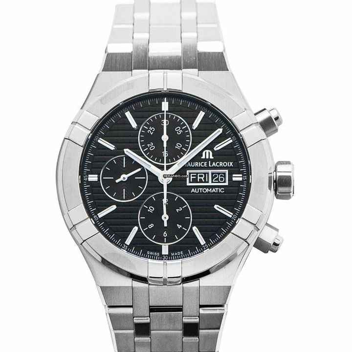 Maurice Lacroix AIKON AI6038-SS002-330-1 - Aikon Automatic Chronograph Black Sun Brushed Squares Dial Men's Watc </h1> 