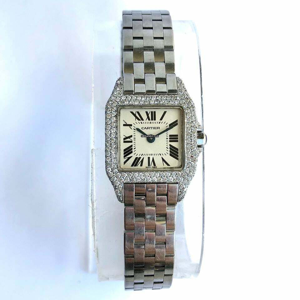  Cartier Santos Demoiselle 2698 20mm Quartz Steel Diamond Watch </h1> 