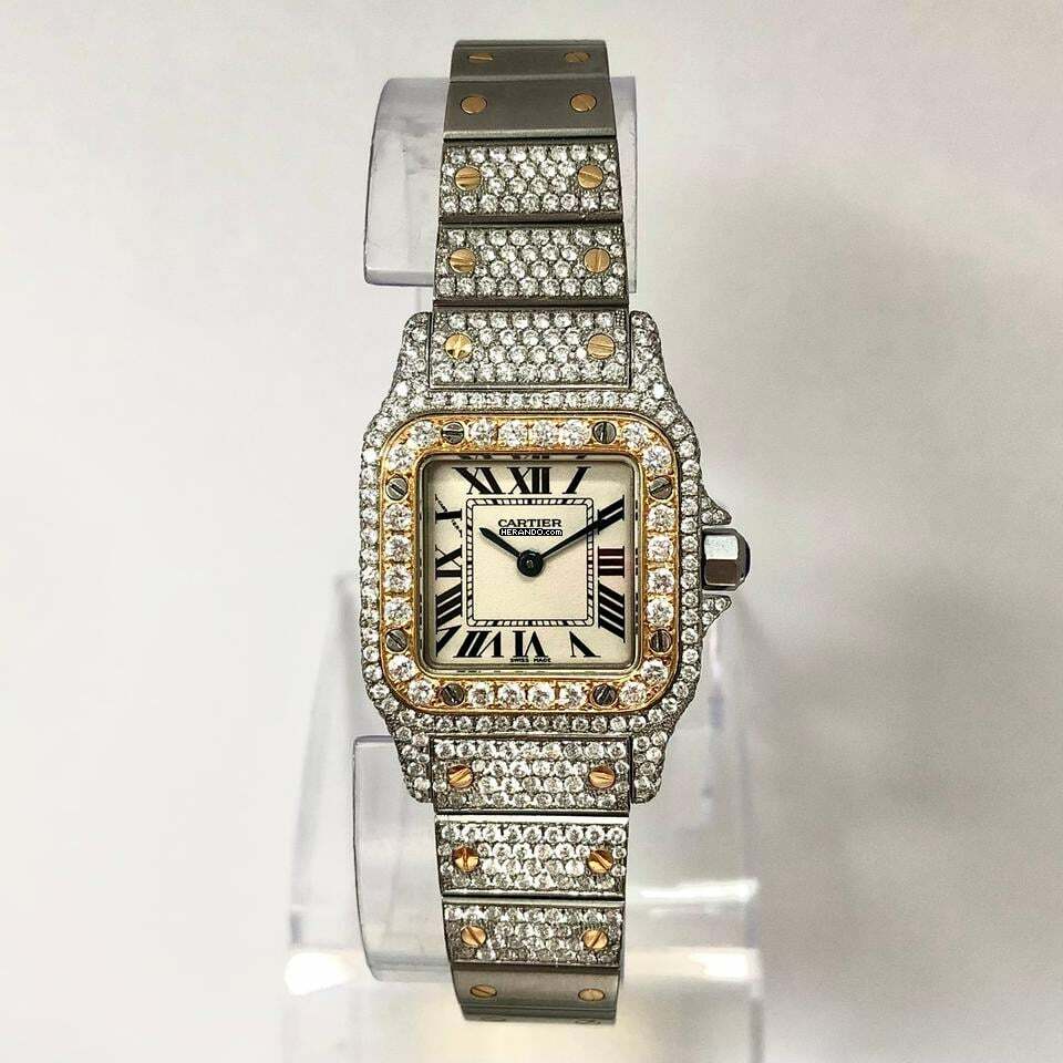  Cartier Santos Galbée 24mm Quartz 2 Tone 4.08TCW Diamond Watch NEW Model </h1> 