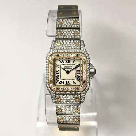  Cartier Santos Galbée 24mm Quartz 2 Tone 4.08TCW Diamond Watch NEW Model </h1> 
