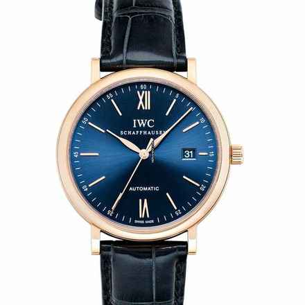  IWC Portofino Automatic IW356522 - Portofino Automatic Blue Dial Black Leather Men's Watch </h1> 