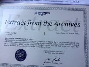 Thumbnail von Longines 3582 Majetek Big Turtle Handaufzug vom 27.12.1948 mit orig. Stammbuchauszug