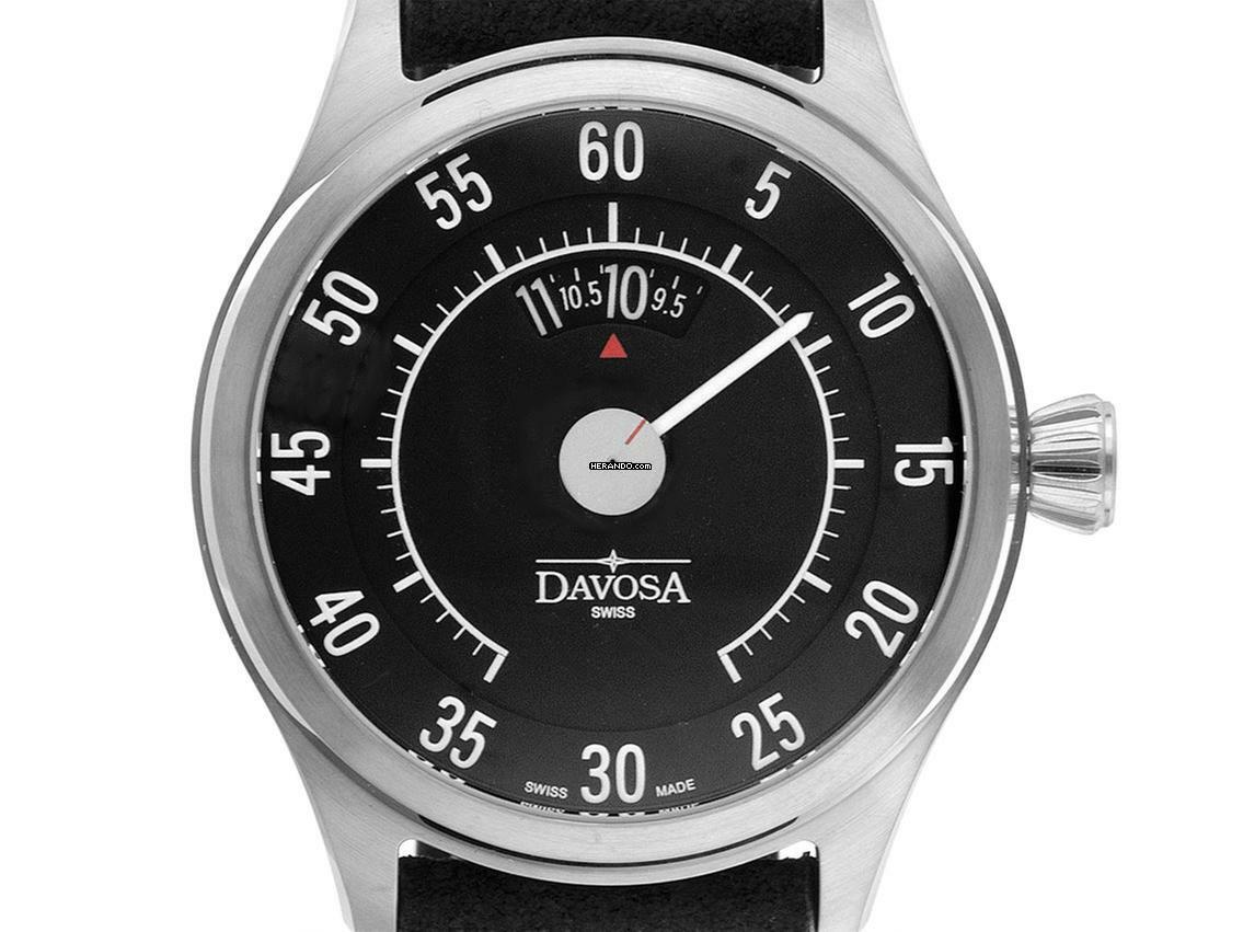 Davosa Newton Speedometer Stahl Automatik Armband Leder 44mm Ref.161.587.55 Box&Pap. Full Set Neu 