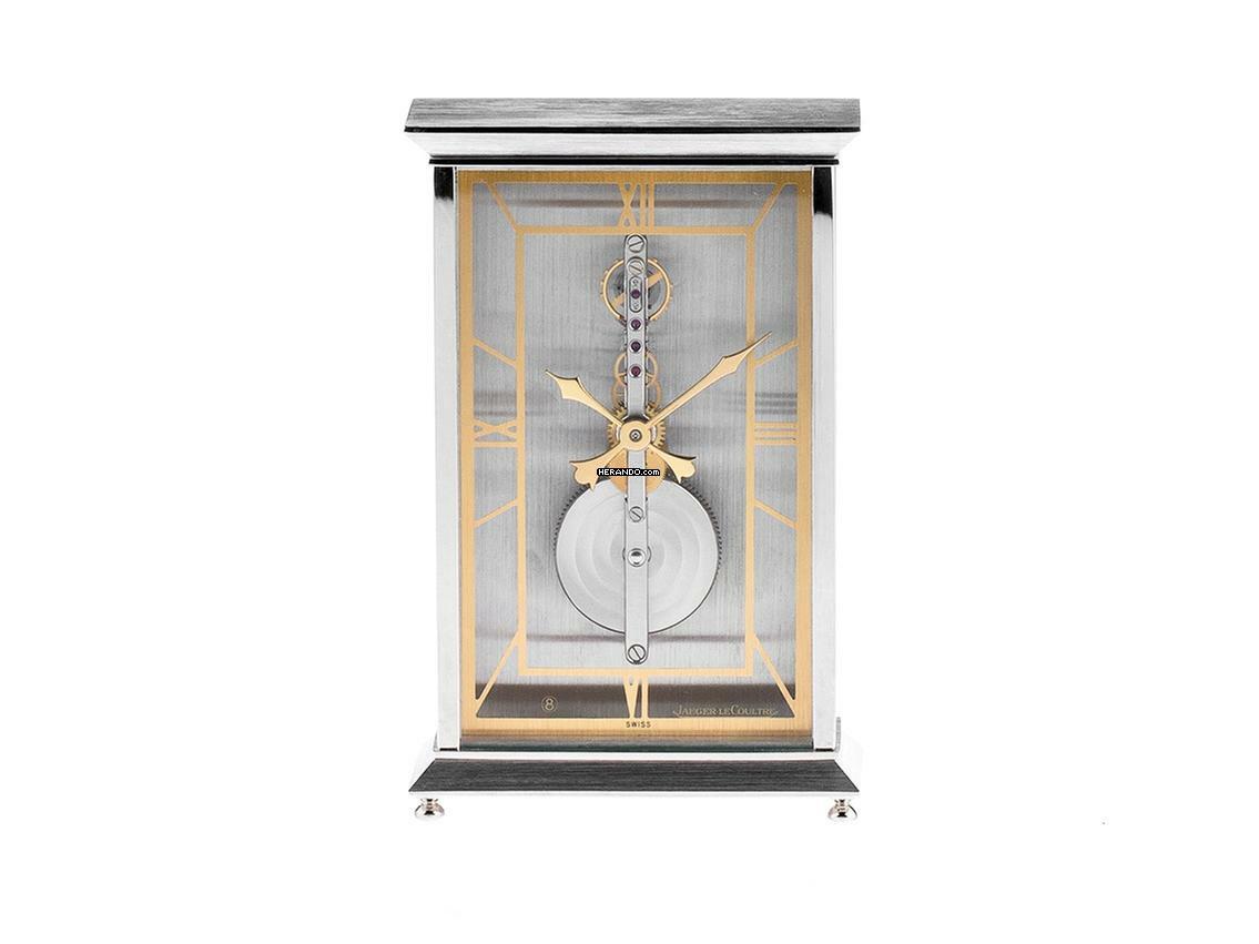  Jaeger-LeCoultre Classic Tischuhr 8 Tage Gangreserve Stahl Handaufzug JLC Stabwerk Ref.481 Vintage Bj.1978  