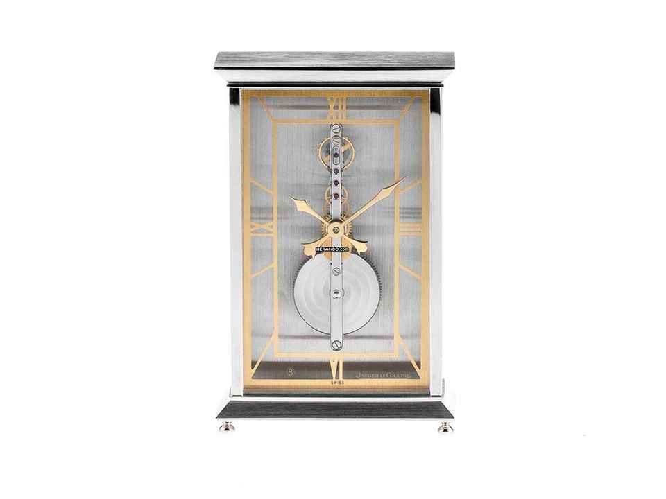  Jaeger-LeCoultre Classic Tischuhr 8 Tage Gangreserve Stahl Handaufzug JLC Stabwerk Ref.481 Vintage Bj.1978  