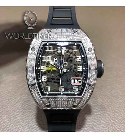 Richard Mille [NEW] RM 029 White Gold Med Set Diamond Titanium Big Date Mens Watch