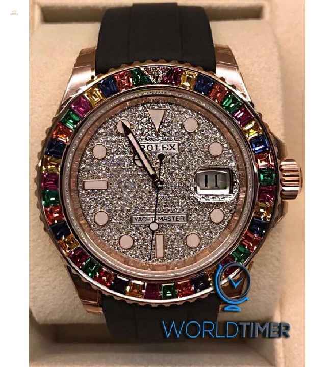 Rolex NEW-全新 Yacht-Master 116695SATS Full Pave Diamond 40mm Watch