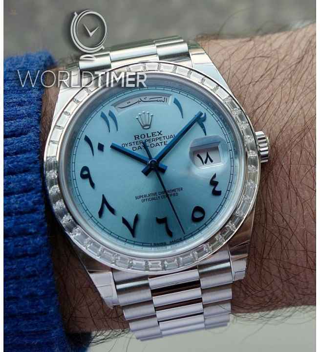 Rolex [NEW] Day-Date Oyster Perpetual Baguette Bezel Arabic Numerals 228396TBR
