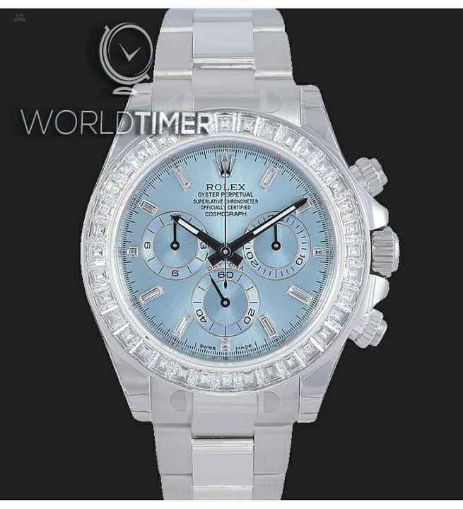 Rolex [NEW] Cosmograph Daytona Ice Blue Baguette Platinum 116576TBR