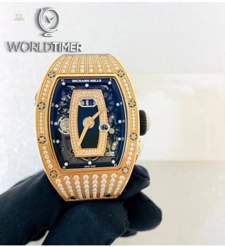 Richard Mille [2018 NEW] RM 037 Rose Gold Black Med Set Diamonds Onyx Dial