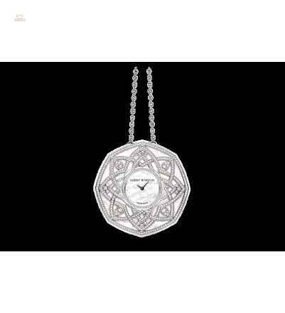 Harry Winston [NEW] The Jeweler's Secret Pendant quartz 18K white gold timepiece unique setting HJTQHM48WW001