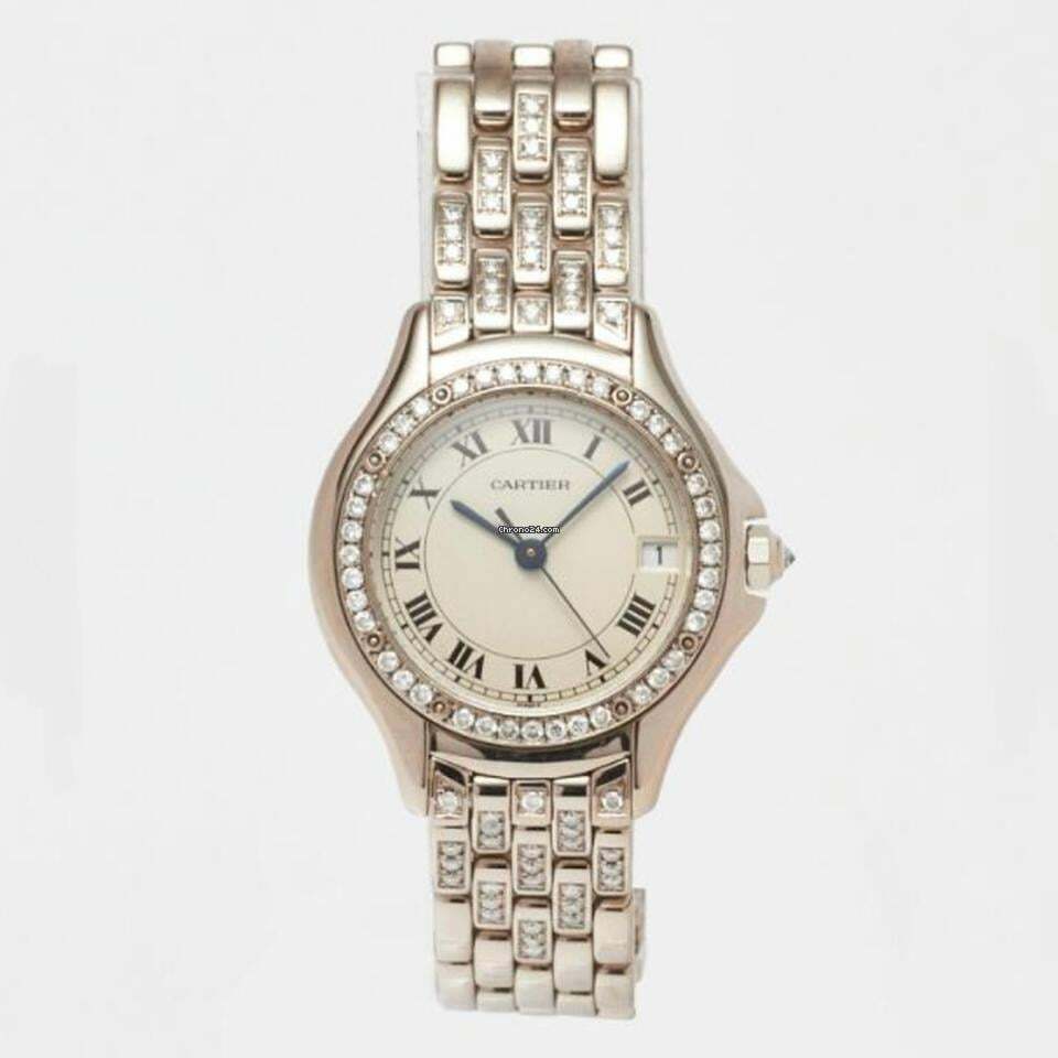  Cartier Panthère COUGER 27mm Diamond Bezel & Bracelet Steel Watch </h1> 