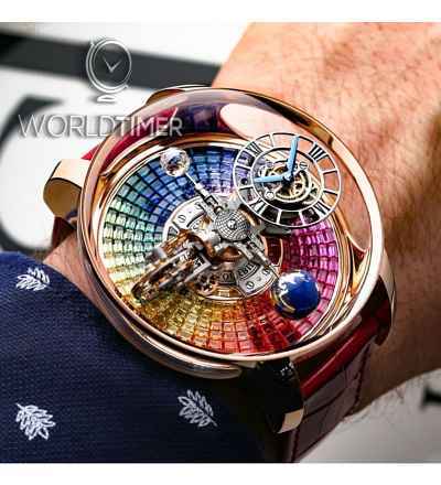 Jacob & Co. 捷克豹 [NEW][UNIQUE] Astronomia Tourbillon Baguette Rainbow Sapphires AT800.40.BD.UD.A (Retail:CHF 1’000’000)