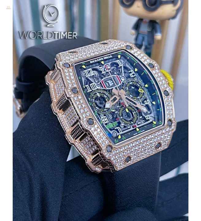 Richard Mille [NEW] RM 11-03 Rose Gold Full Set Diamonds Flyback Chronograph