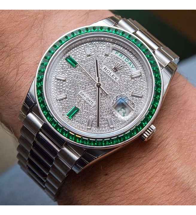 Rolex [NEW][RARE] 228396TEM Day-Date 40mm Platinum Green Emerald (Retail:EUR 430.000)