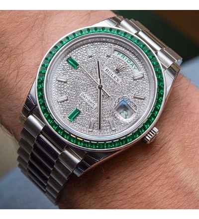 Rolex [NEW][RARE] 228396TEM Day-Date 40mm Platinum Green Emerald (Retail:EUR 430.000)
