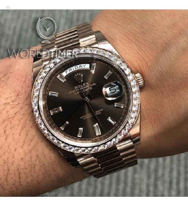 Rolex [NEW] Day-Date 40mm Rose Gold 228345RBR Chocolate Diamond Dial & Diamond Bezel President Bracelet (Retail:HK$430,600)