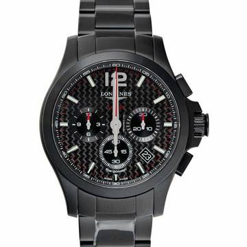  Longines Conquest L37172666 - Conquest VHP Perpetual Chronograph Black Carbon Dial Men's Watch </h1> 