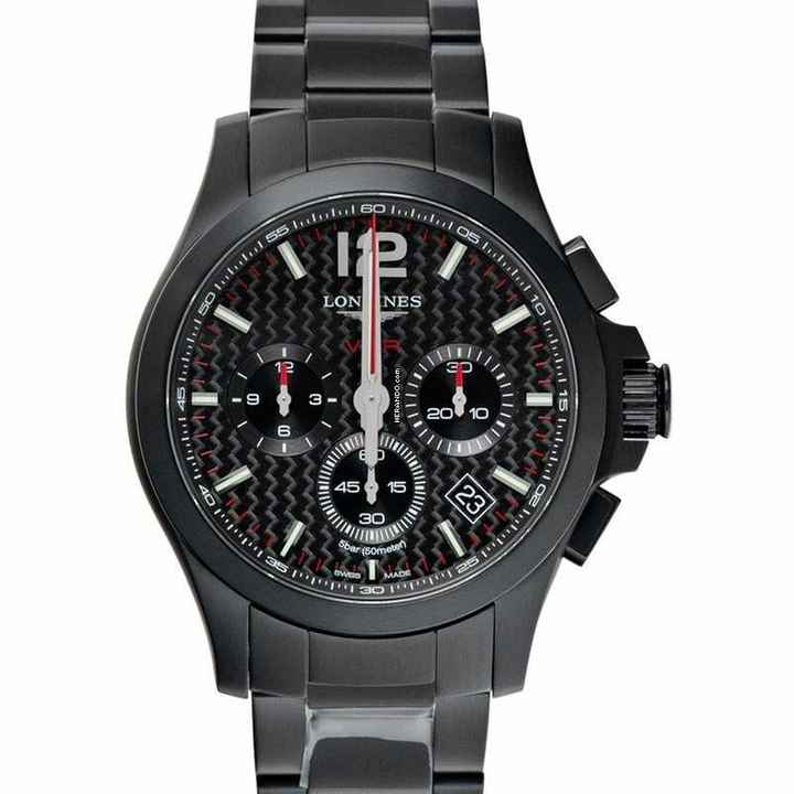  Longines Conquest L37172666 - Conquest VHP Perpetual Chronograph Black Carbon Dial Men's Watch </h1> 