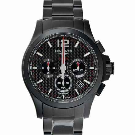  Longines Conquest L37172666 - Conquest VHP Perpetual Chronograph Black Carbon Dial Men's Watch </h1> 