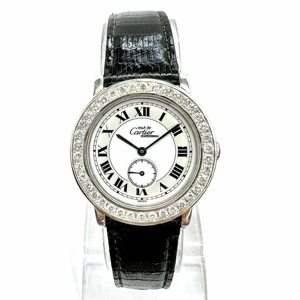 Cartier RONDE 32mm Silver Watch 1.33TCW DIAMOND Watch </h1> 