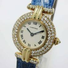 Thumbnail von Cartier COLISÉE 18K Yellow Gold Watch Diamond Bezel Blue Band </h1>