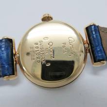 Thumbnail von Cartier COLISÉE 18K Yellow Gold Watch Diamond Bezel Blue Band </h1>