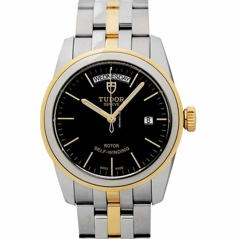  Tudor Glamour Date-Day 56003 - Glamour Day-Date Black / 18 carat gold Ø39.00 mm </h1> 