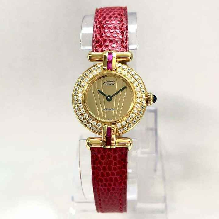  Cartier VERMEIL COLISÈE Quartz GoldPlated Argent DIAMONDS  & Red Rubies Watch </h1> 