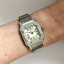 Thumbnail von Cartier Santos Galbée 24mm Quartz Steel 1.21TCW Diamond Watch </h1>