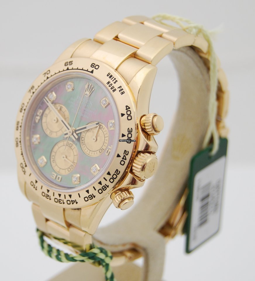  Rolex Daytona 750 Gold LC100 MOP Dia-Dial Box & Papiere aus 2010