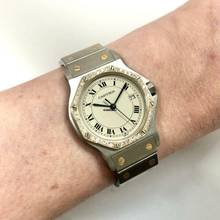 Thumbnail von Cartier Santos OCTAGON Quartz 31mm 2 Tone 0.38TCW DIAMOND Watch  </h1>