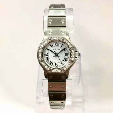  Cartier Santos OCTAGON Automatic 25mm Steel 0.4TCW DIAMOND Watch </h1> 