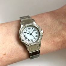 Thumbnail von Cartier Santos OCTAGON Automatic 25mm Steel 0.4TCW DIAMOND Watch </h1>