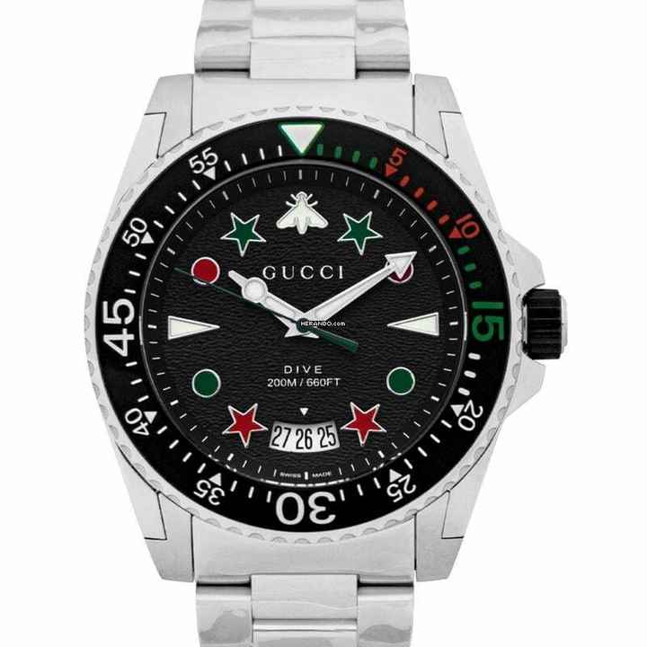 Gucci Dive YA136221 - Dive Quartz Black Dial Stainless Steel Men's Watch </h1> 