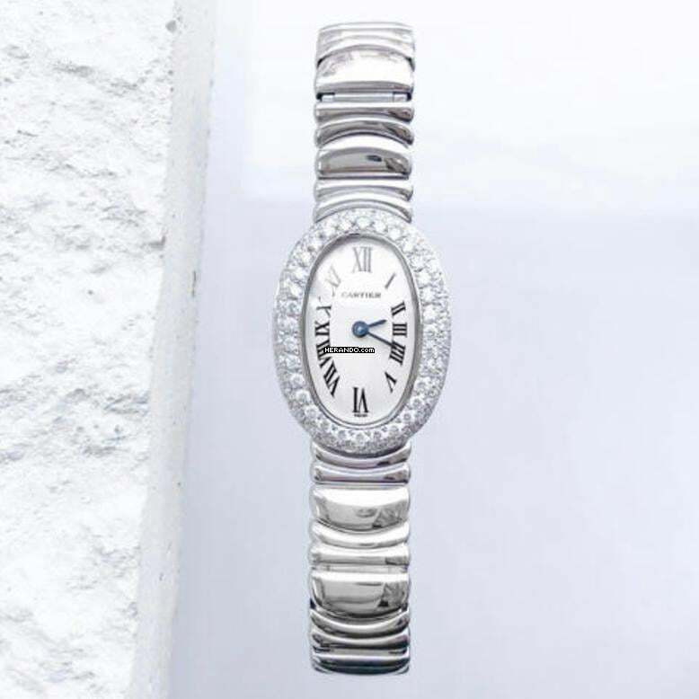  Cartier Baignoire Mini 18K White Gold Watch ~1.07TCW Diamond Bracelet Watch </h1> 