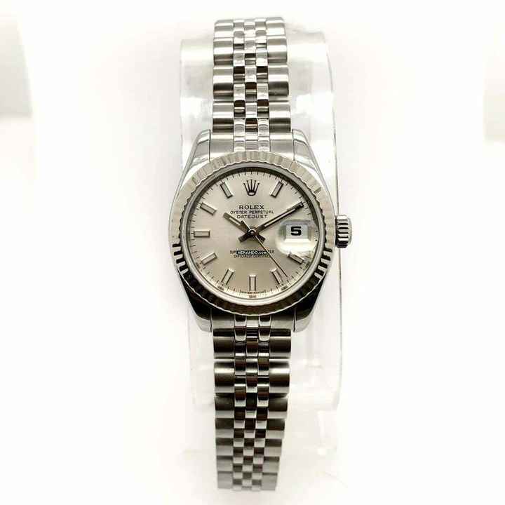  Rolex Datejust 28mm 18K WG & Steel Watch Silver Dial </h1> 