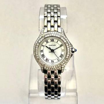  Cartier COUGER 27mm Steel ~0.62TCW Diamond Watch </h1> 