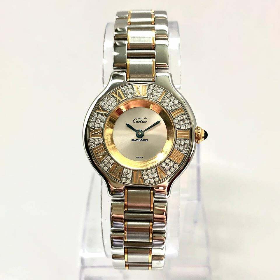  Cartier 21 Must de Cartier Quartz 28mm 2 Tone 0.40TCW Diamond Watch </h1> 
