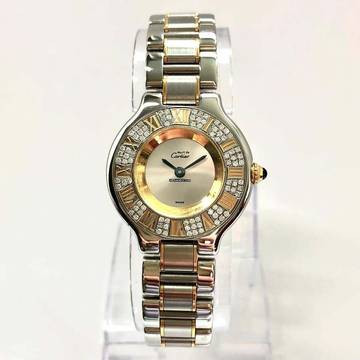  Cartier 21 Must de Cartier Quartz 28mm 2 Tone 0.40TCW Diamond Watch </h1> 