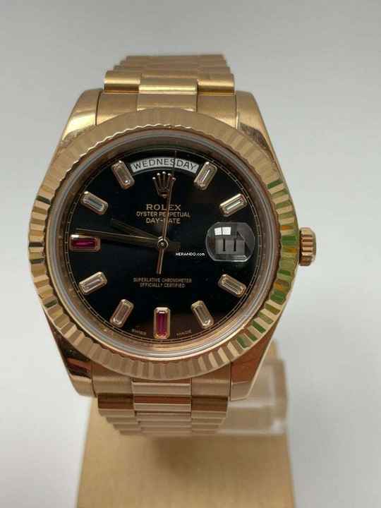  Rolex Day-Date II Ruby Diamond Dial Neu Service 