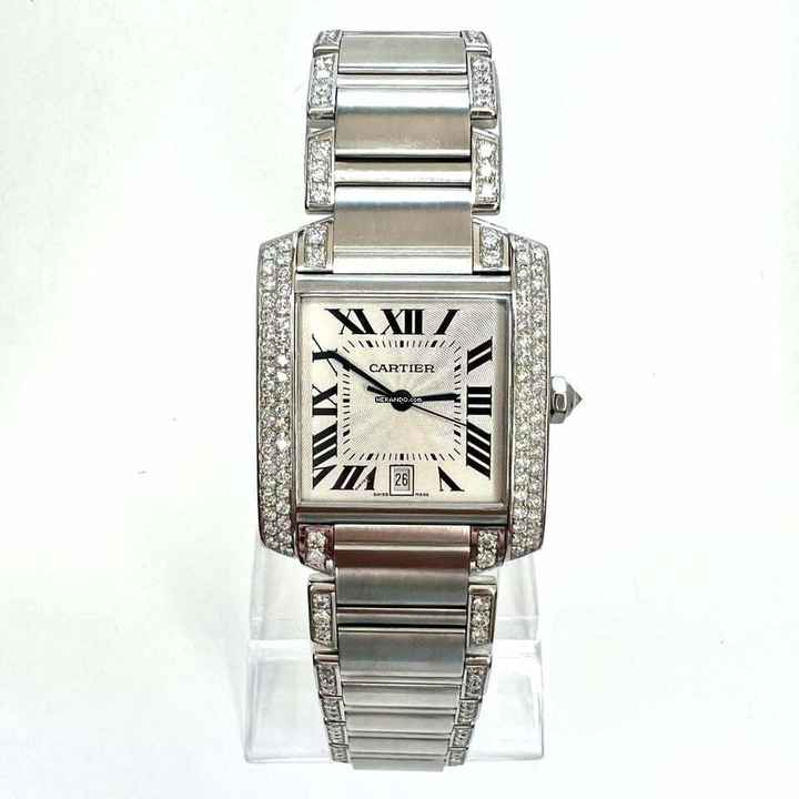  Cartier Tank Française Automatic 28mm Steel ~3.5TCW DIAMOND Watch </h1> 